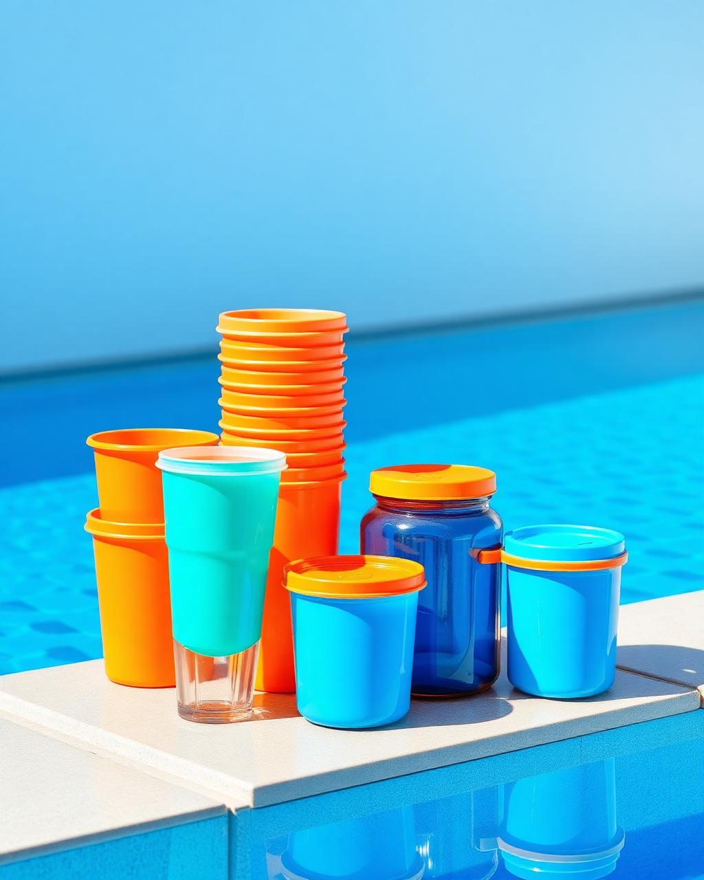 Vasos y envases coloridos